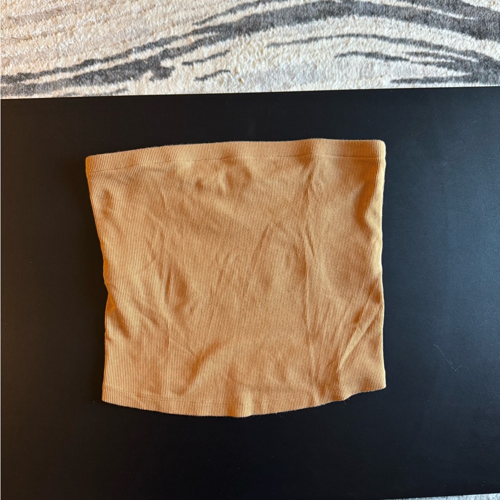 a new day Ribbed Strapless Tube Top — Camel